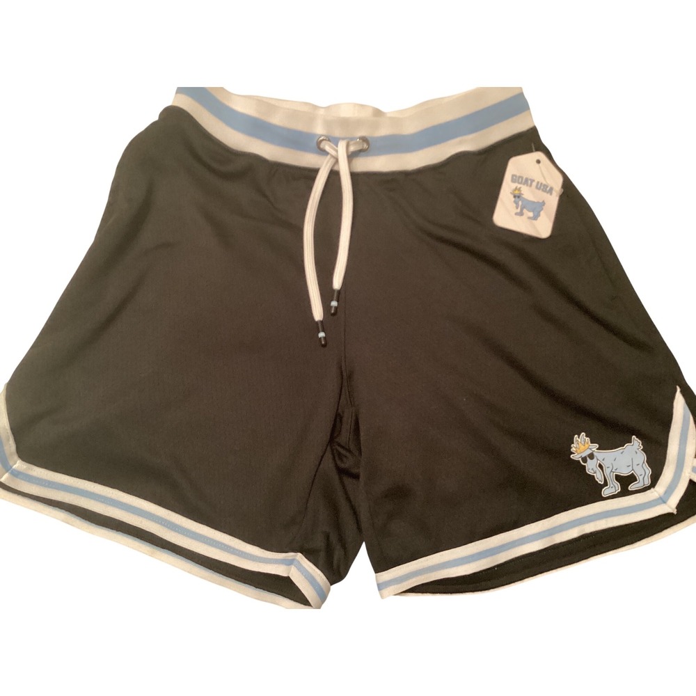 GOAT USA Mens Basketball Shorts Black Mesh Striped Trim Chuck Logo Small NEW